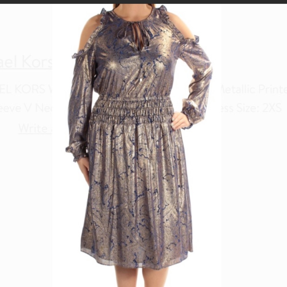Michael Korse cold shoulder midi dress